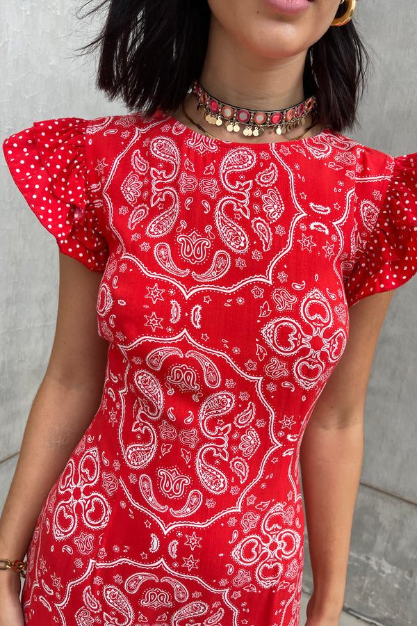 Red Bandana Remi Dress Quiwi House Red Bandana Remi Dress Quiwi House