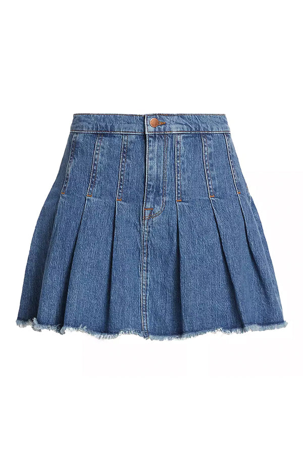 Ms. Coco Pleated Denim Mini Skirt
