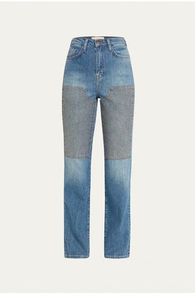 Ms. Triarchy High Rise Straight Leg Jean - Classic Indigo Embroidery